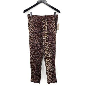 New Flynn Skye Leopard Print Crop Pants Womens S Rayon Pockets
